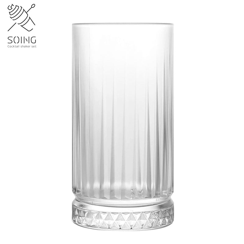 Striped Crystal Heavy Base Whisky Highball  Glass - 455ML