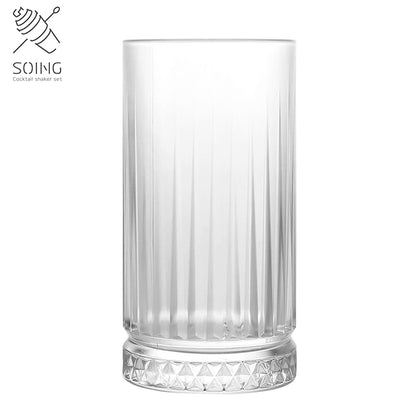 Striped Crystal Heavy Base Whisky Highball  Glass - 455ML