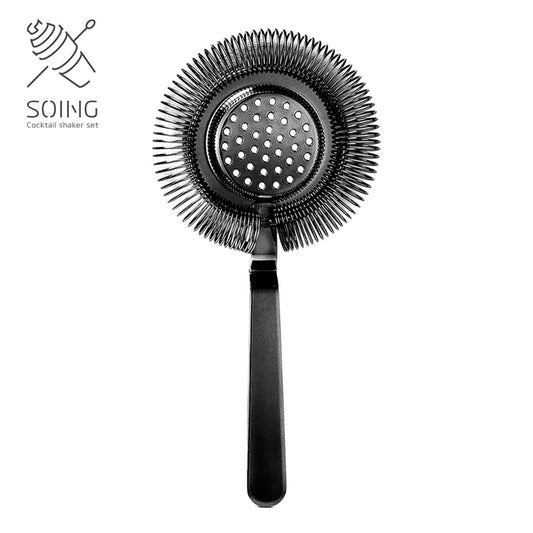 SOING Colador Hawthorne Vintage de Acero Inoxidable para Cócteles (Negro)