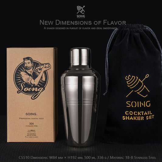 SOING Japanese-Style Cobbler Cocktail Shaker — 2nd Edition (Black)