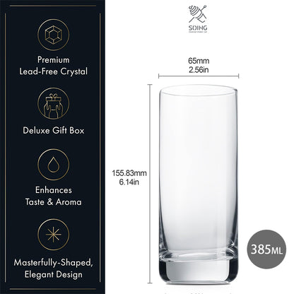 Crystal Seamless Heavy Bottom Collins Glass - 385ML