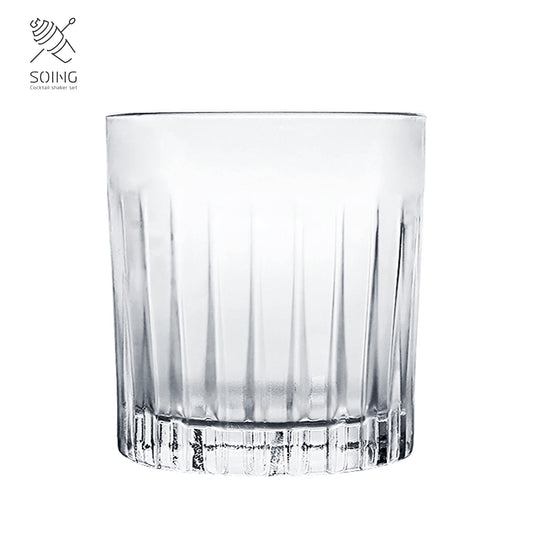 Old Fashioned Striped Crystal Whiskey Glass - 370ML