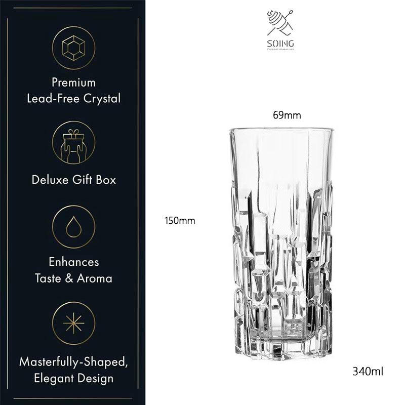 Crystal Highball Glass Atomic Fission Design - 340ML