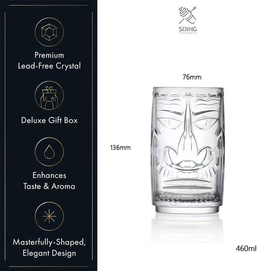 Crystal Highball Glass Sardinian Totem Design - 460ML