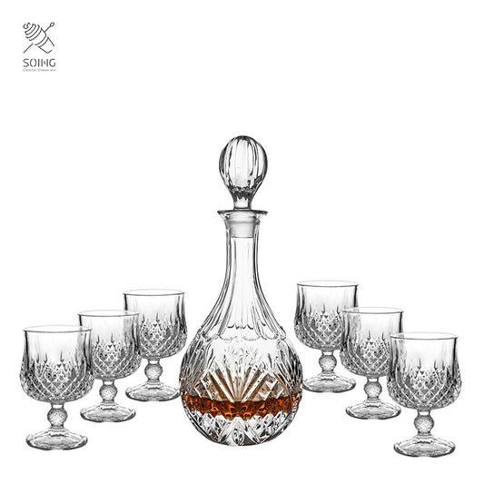 Reserve 750ml Spirit Decanter With Crystal Glasses - Echo of Eternity Design