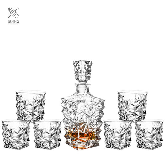 Reserve 750ml Spirit Decanter With Crystal Glasses - Infinite Prism Design