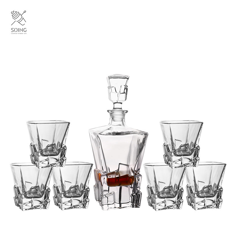 Reserve 630ml Spirit Decanter With Crystal Glasses - Iceberg Spirit Design