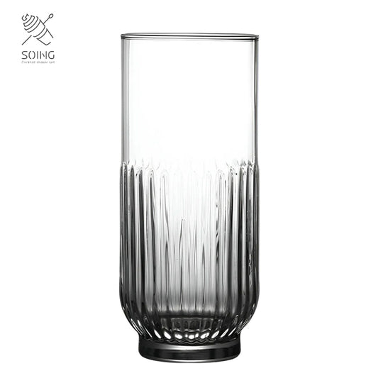 Crystal Striped Heavy Bottom Highball Glass