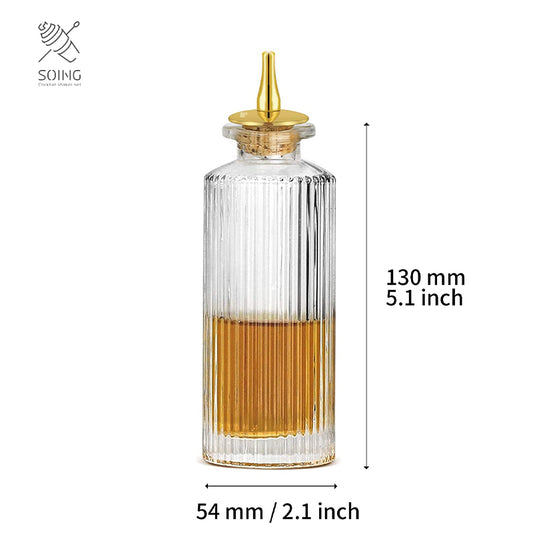 140ml Striped Crystal Glass Bitters & Absinthe Bottle (Gold)