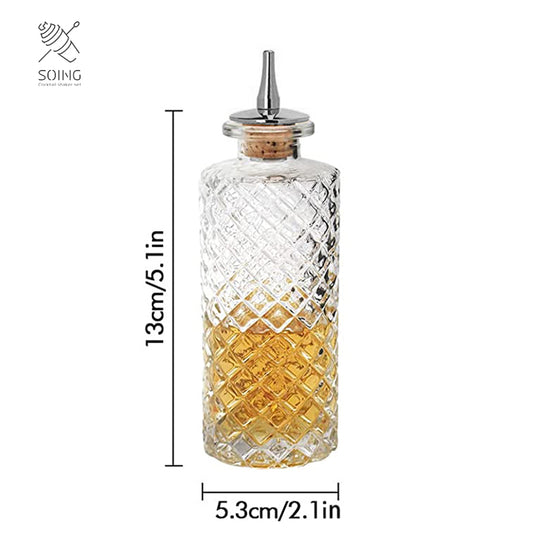 170ml Grid-Carved Crystal Glass Bitters & Absinthe Bottle