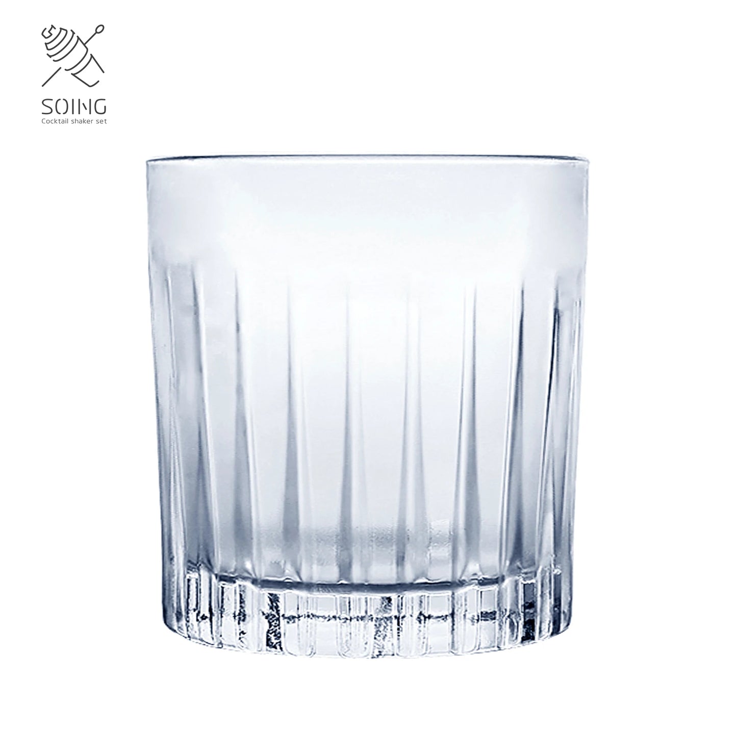 Old Fashioned Striped Crystal Whiskey Glass - 370ML