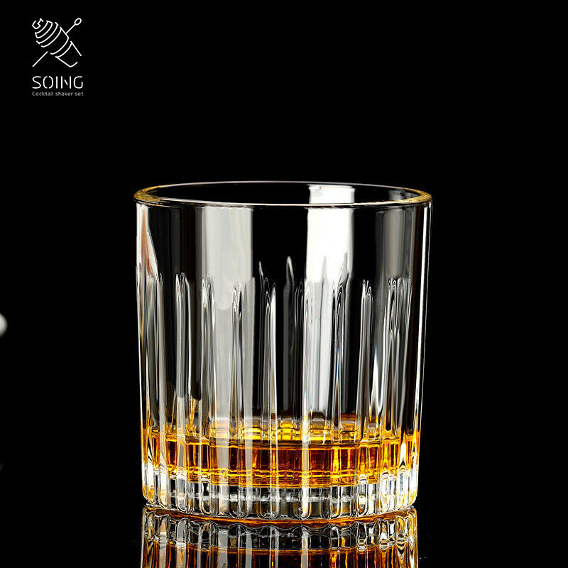 Old Fashioned Striped Crystal Whiskey Glass - 300ML