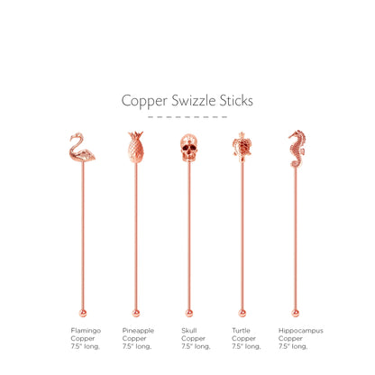 SOING 7.5" COPPER SWIZZLE STICKS STAINLESS STEEL STIRRERS SET OF 5